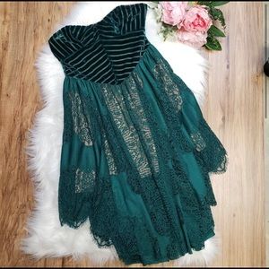 NWOT Free People Dark Fairy Strapless Dress Green